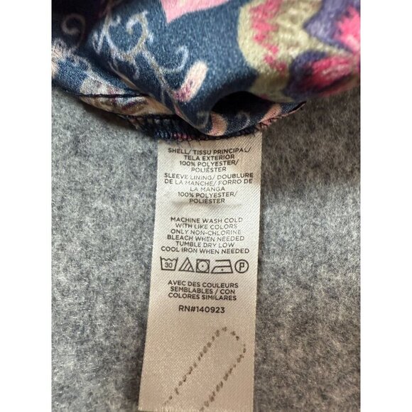 Loft Blouse Top Womens Large Multi Floral Bloom Twist Bubble Sleeve Keyhole Back - Picture 7 of 7